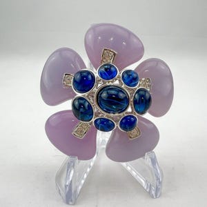 Vintage Kenneth Jay Lane Lavender Purple Flower Brooch Pendant KJL *CHAIN NFS*
