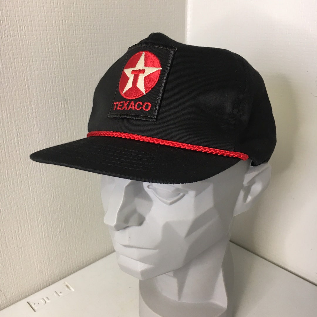Vintage Black Texaco Hat With Red Rope Strapback Excellent Etsy