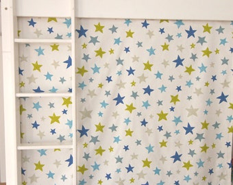 Loft bed curtain with stars