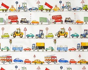 Decoration / curtain fabric with cars, sold by the metre