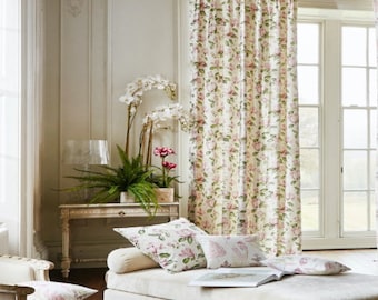 Curtain with magnolia flowers, desired length 140 cm - 310 cm