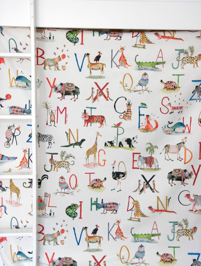 Loft Bed Curtain Animal Alphabet image 1