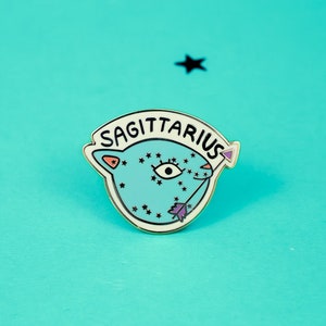 Pin de esmalte de gato Sagitario / Insignia de signo de estrella / Pin de gato / Regalo del zodíaco