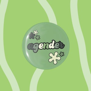 Aender Button Badge, Agender Pride Accessoire, Groovy Pride Badge, Genderqueer, Agender Geschenke Bild 1