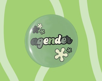 Agender Button Badge, Agender Pride Accessory, Groovy Pride Badge, Genderqueer, Agender Gifts