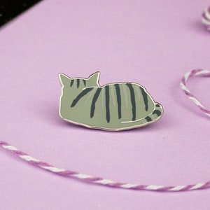 Light Grey Tabby Cat Enamel Pin | Cat Pin | Kitty Badge