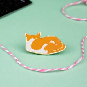 Orange Tuxedo Cat Enamel Pin | Ginger and White Cat Pin | Kitty Badge