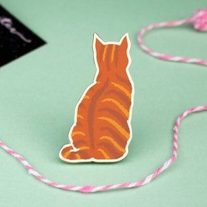 Orange Tabby Cat Enamel Pin | Ginger Cat Pin | Sitting Kitty Badge