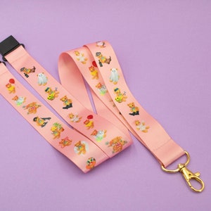 Lindo cordón rosa, soporte para insignia de osito de peluche, diseño de cordón descarado, accesorios de peluche, bonita correa para el cuello para las llaves del trabajo