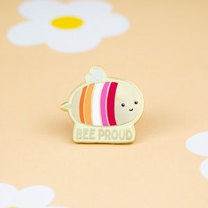 Lesbian Flag Bee Proud Enamel Pin, LGBT Pride Pin, Bumblebee Pin, Pride Accessories, Lesbian Pride Pin, Pride Gifts