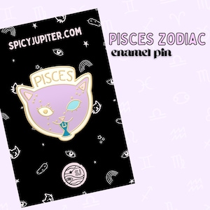 Pisces Cat Enamel Pin | Star Sign Badge | Cat Pin | Zodiac Gift
