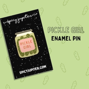 Pickle Girl Enamel Pin, Quirky Gifts for Quirky Girls, Pickle Lover Gift, Gherkin Pin, Pickle Badge, Pickle Girl Aesthetic image 3