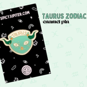 Taurus Cat Enamel Pin | Star Sign Badge | Cat Pin | Zodiac Gift