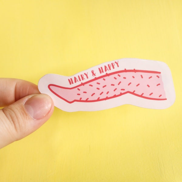 Happy & Hairy Body Positieve Feministische Stickers / Harige Benen Sticker / Bagagestickers