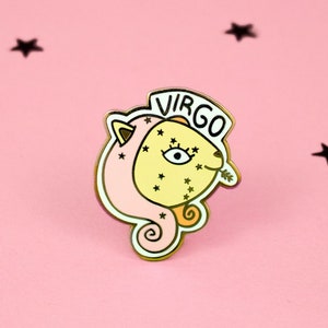 Épingle en émail chat Vierge | Insigne de signe astrologique | Broche chat | Cadeau du zodiaque