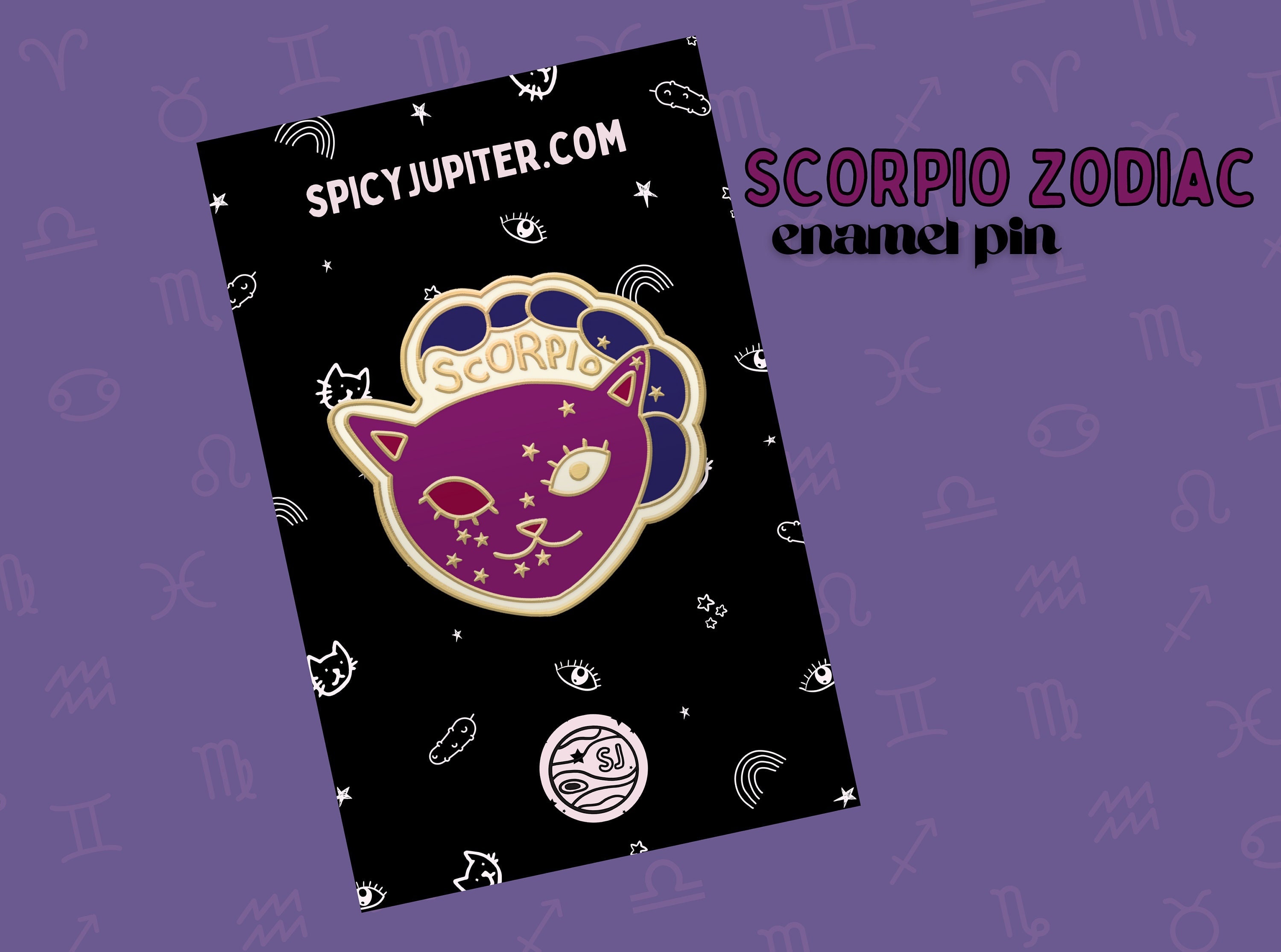 Scorpio Zodiac Cat Enamel Pin, Star Sign Brooch, Gifts for Scorpios, Cute  Kitty Pin, Scorpio Astrology Gold Plated Badge 