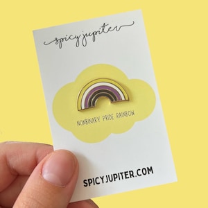 Non-Binary Flag Rainbow Enamel Pin | Enby Pride Pin | LGBT Badge | Queer Gift
