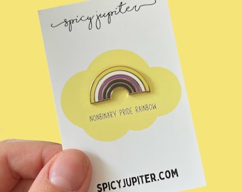 Non-Binary Flag Rainbow Enamel Pin | Enby Pride Pin | LGBT Badge | Queer Gift