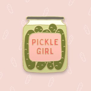 Pickle Girl Enamel Pin, Quirky Gifts for Quirky Girls, Pickle Lover Gift, Gherkin Pin, Pickle Badge, Pickle Girl Aesthetic image 4