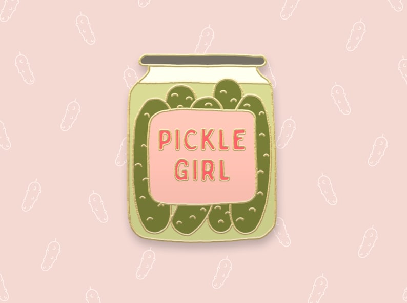 Pickle Girl Enamel Pin, Quirky Gifts for Quirky Girls, Pickle Lover Gift, Gherkin Pin, Pickle Badge, Pickle Girl Aesthetic image 4