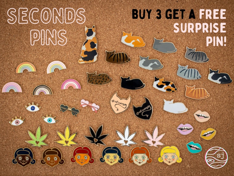 Seconds Pins Sale Discounted Pin Badges, Pins With Slight Imperfections, Lapel Pins, Brooches, Cat Pins zdjęcie 1