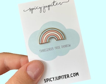 Trans Flag Rainbow Enamel Pin | Transgender Pride Pin | LGBT Badge | Queer Gift