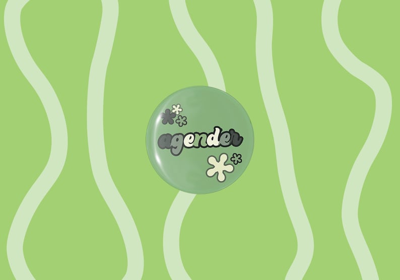 Aender Button Badge, Agender Pride Accessoire, Groovy Pride Badge, Genderqueer, Agender Geschenke Bild 1