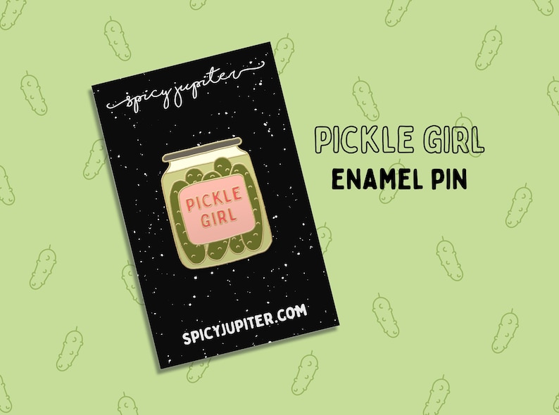 Pickle Girl Enamel Pin, Quirky Gifts for Quirky Girls, Pickle Lover Gift, Gherkin Pin, Pickle Badge, Pickle Girl Aesthetic image 3