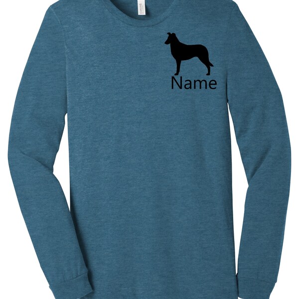 Smooth Collie Dog TShirt New Pet Owner Gift for Fur Mama  Personalized Dog Name & Breed Long Sleeve Shirt Dog Show Groomer Trainer Event Tee