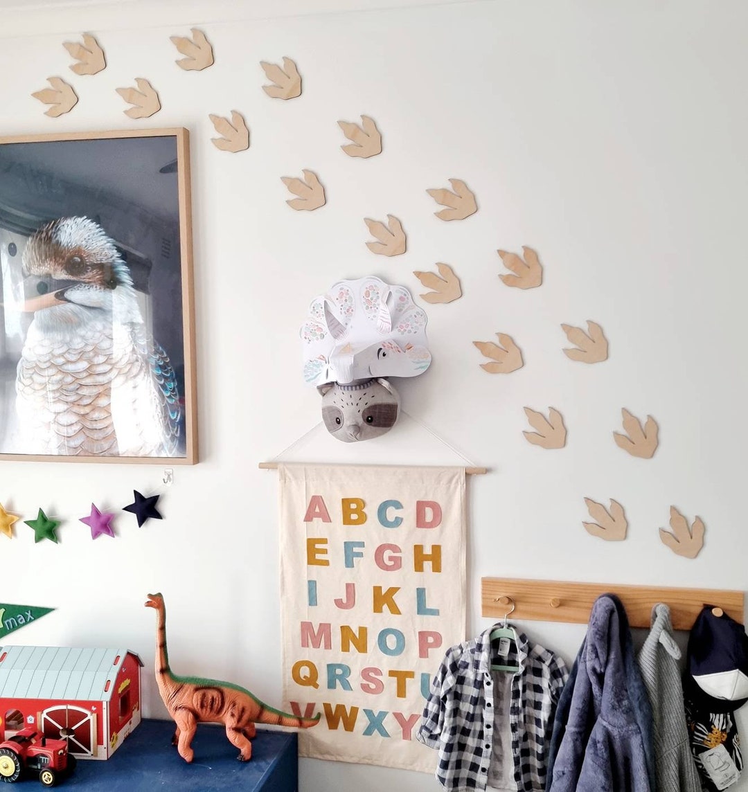 Wood Dinosaur Footprint Wall Decor Etsy