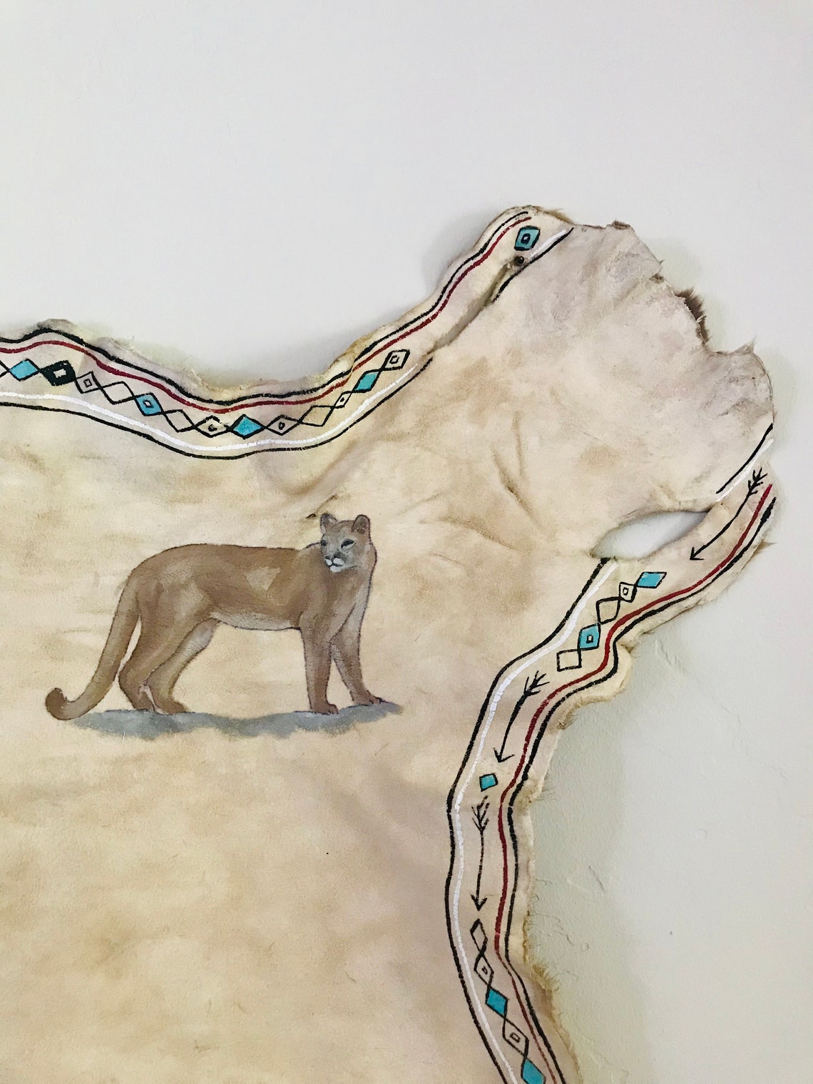 Painted Elk Hide Wall Art Etsy