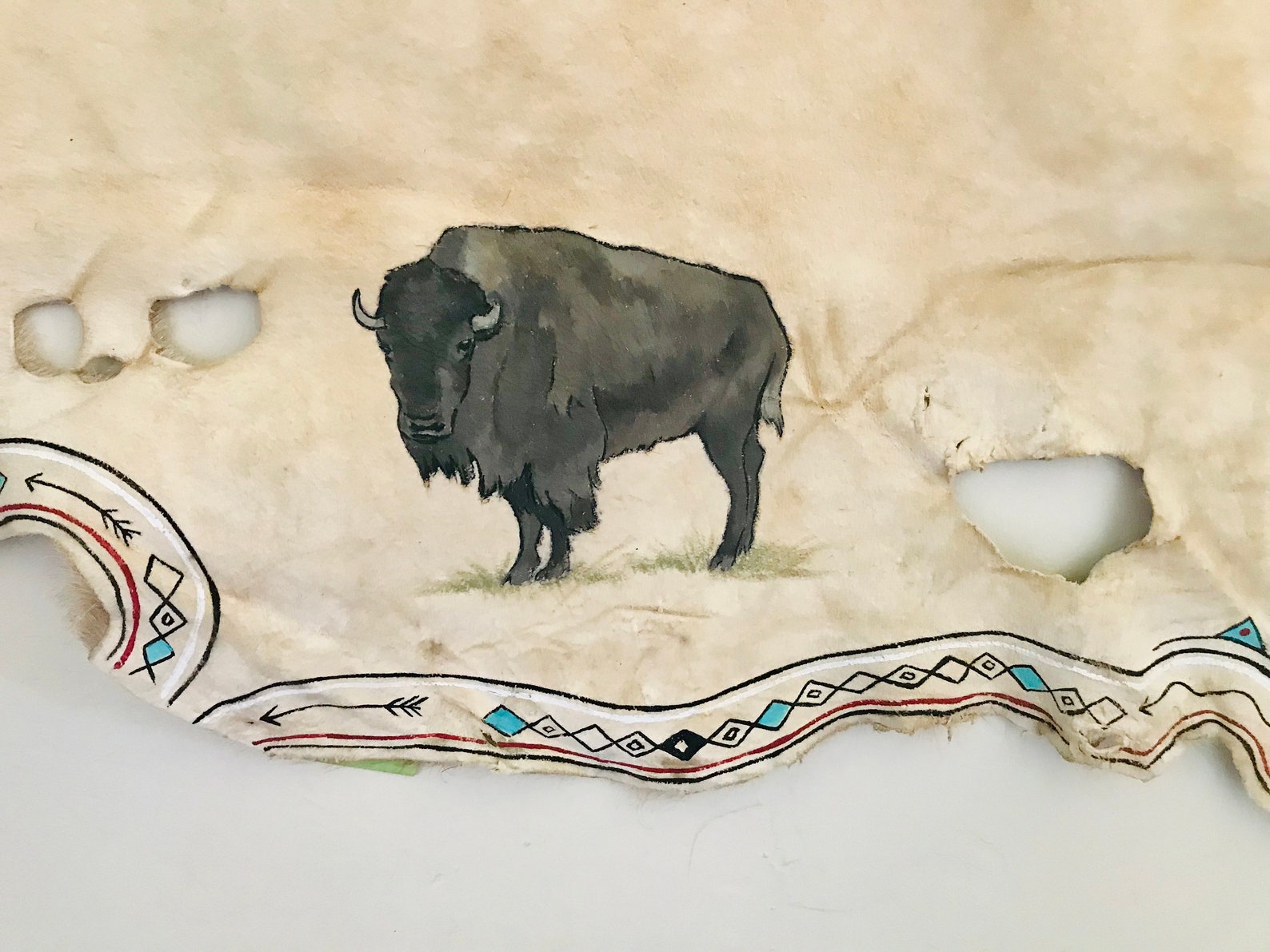 Painted Elk Hide Wall Art Etsy