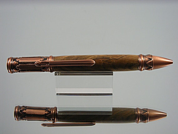 Gothic Handmade Gothic Pen in Antique Brass and Crushed Mud Resin