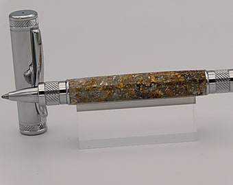 Handmade Chrome Ballpoint Pen with Magnetic Cap and Metallic Flake Acrylic
