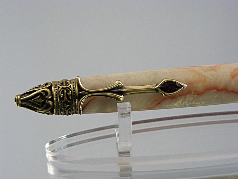 Gothic Handmade Gothic Pen in Antique Brass and Crushed Mud Resin