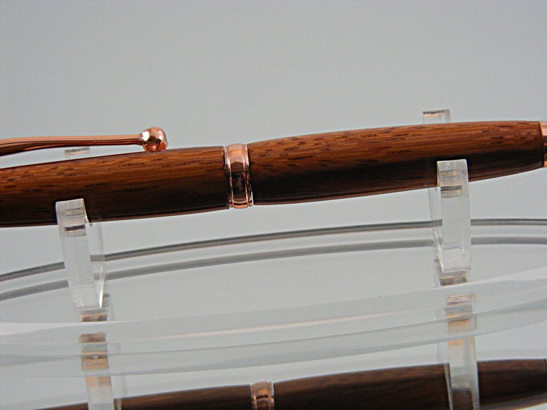 Ballpoint Wood Pen Handmade in Rose Gold and Marblewood