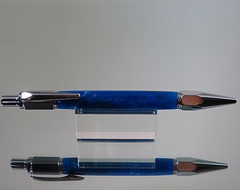Industrial Mechanical Pencil, Handmade Pencil in Chrome and Pretty Blue Acrylic