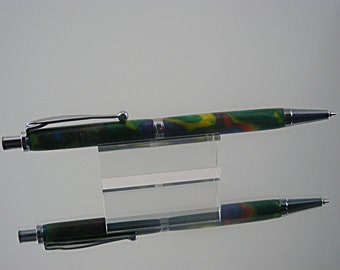 0.7mm Handcrafted Mechanical Pencil in Chrome and Rainbow Acrylic