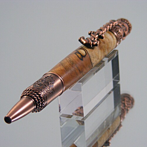Shops Nautical, Handmade Wooden Pen in Antique Copper and Spalted Tamarind