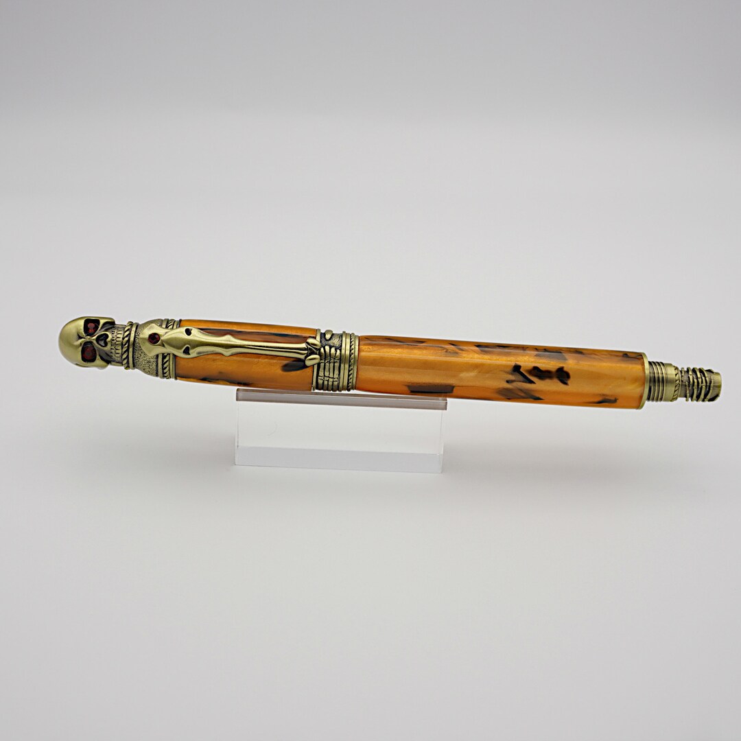 Skull Fountain Pen in Antique Brass and Antique Gold Resin - Etsy