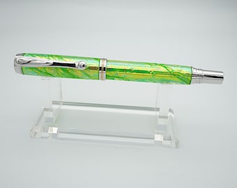 Rollerball, Forest Opal Acrylic with Rhodium and 24k Gold