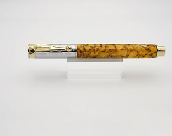 Fountain Pen, Gold and Chrome with Caramel Popcorn Acrylic