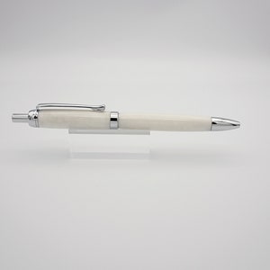 Ballpoint Pen, White Pearl Acrylic and Chrome
