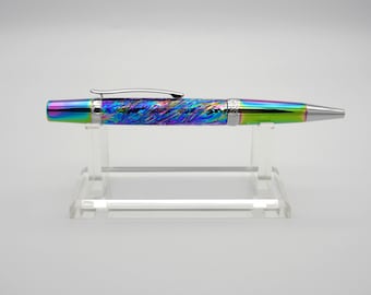 Handmade Ballpoint Pen in Ti Spectrum and Chrome with Galaxy Opal Acrylic