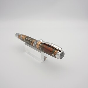 Rollerball Pen, Steampunk Style Pen in Rhodium and Black Titanium with Watch Face in Acrylic image 8