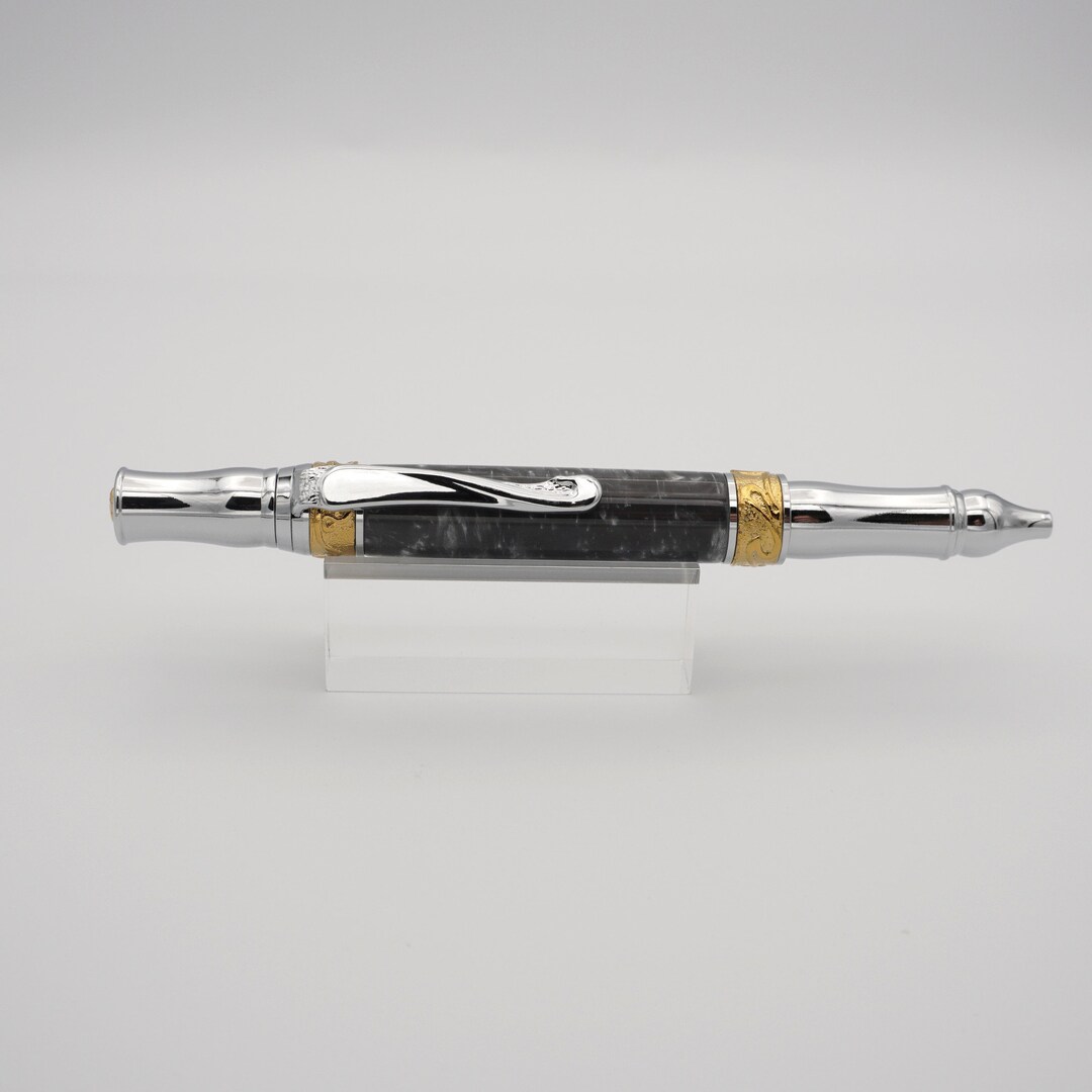 Art Deco Ballpoint Pen in Chrome and Titanium Gold With Etsy