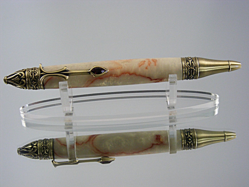 Gothic Handmade Gothic Pen in Antique Brass and Crushed Mud Resin