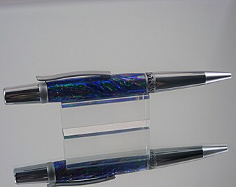 Handcrafted Twist Pen, Chrome and Satin Chrome with Galaxy Opal