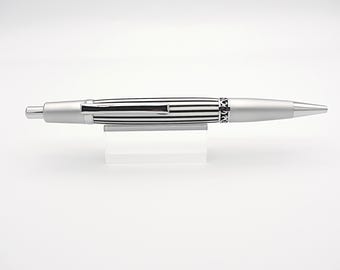 Ballpoint Pen, Zebra Stripe Acrylic with Two-Tone Chrome