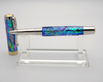 Rollerball, Handcrafted in Palladium and 22k with Galaxy Opal Acrylic